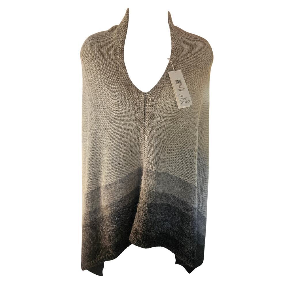 100% Peruvian Alpaca Grey Ombre Poncho "The Fisher Project" Eileen Fisher One Sz